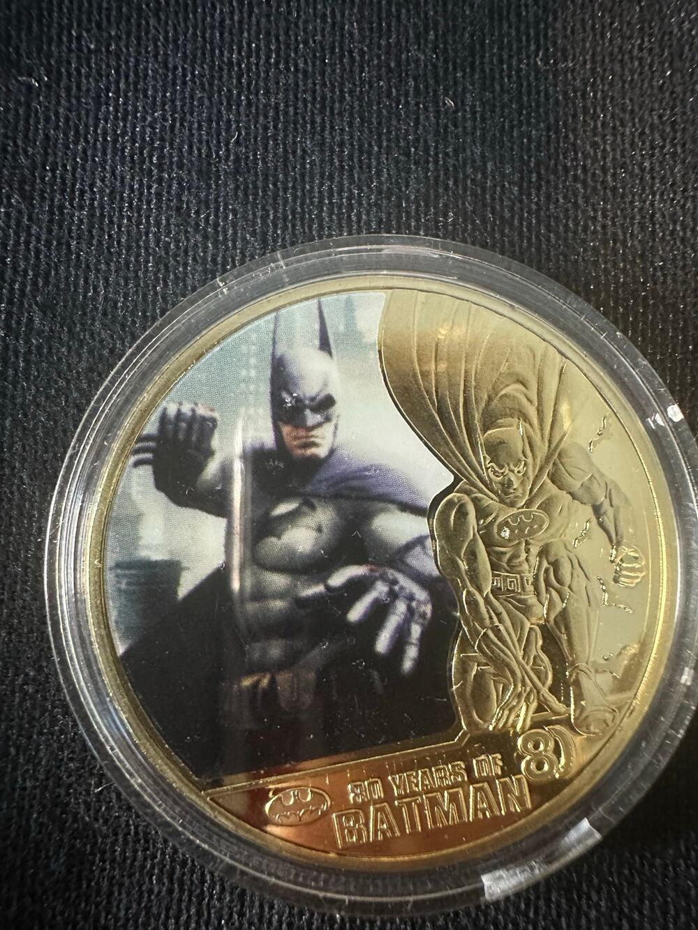 Batman 80 Years Gold Tone Colorized Collectible Coin Dark Knight DC Comics